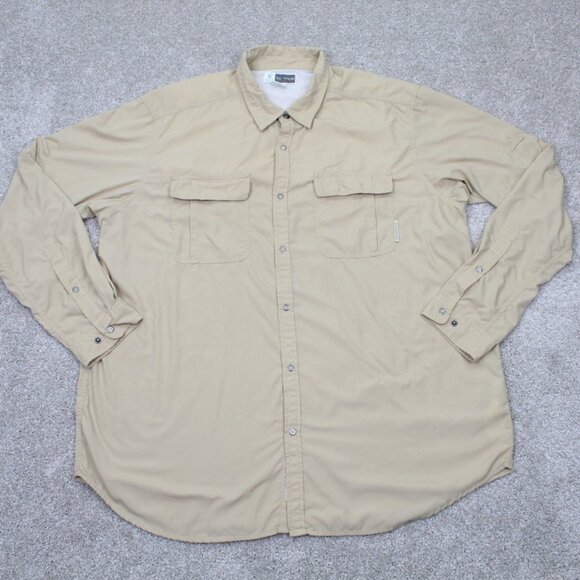 Exofficio Insect Shield Shirt Mens 2XL XXL Tan Vented Snap Button Long Sleeve - Picture 1 of 14